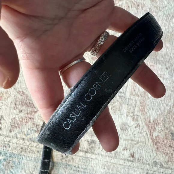 Vintage Italian Genuine Leather Belt Silver Design Style Medium Casual Corner - Picture 3 of 8